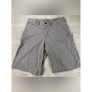 Lululemon 32 Commission Shorts 10” Light Gray Shorts with Blue X Print All Over